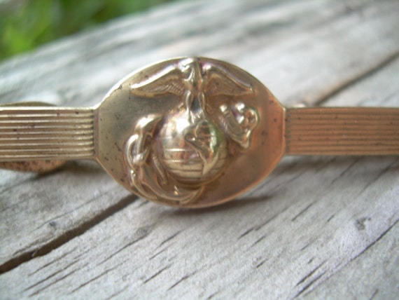 Vintage USMC Military Marine Corps Tie Clip Solid Brass
