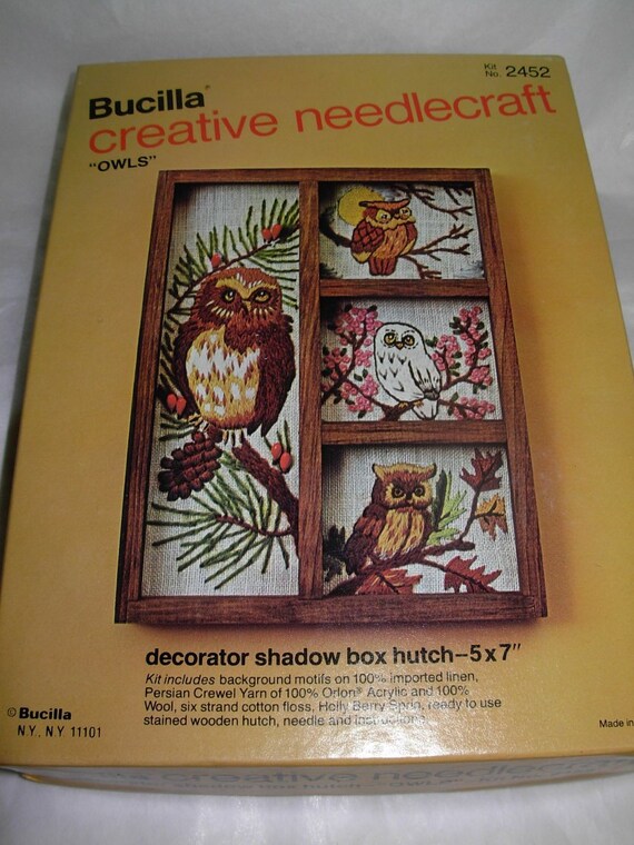 Vintage Bucilla Owls Crewel Embroidery Kit for by RedBrickCottage