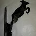 Stag or Buck Deer Wall Hook or Wall Decor, Black and Silvertone Metal from West Germany, Unique, Hat Rack Perhaps