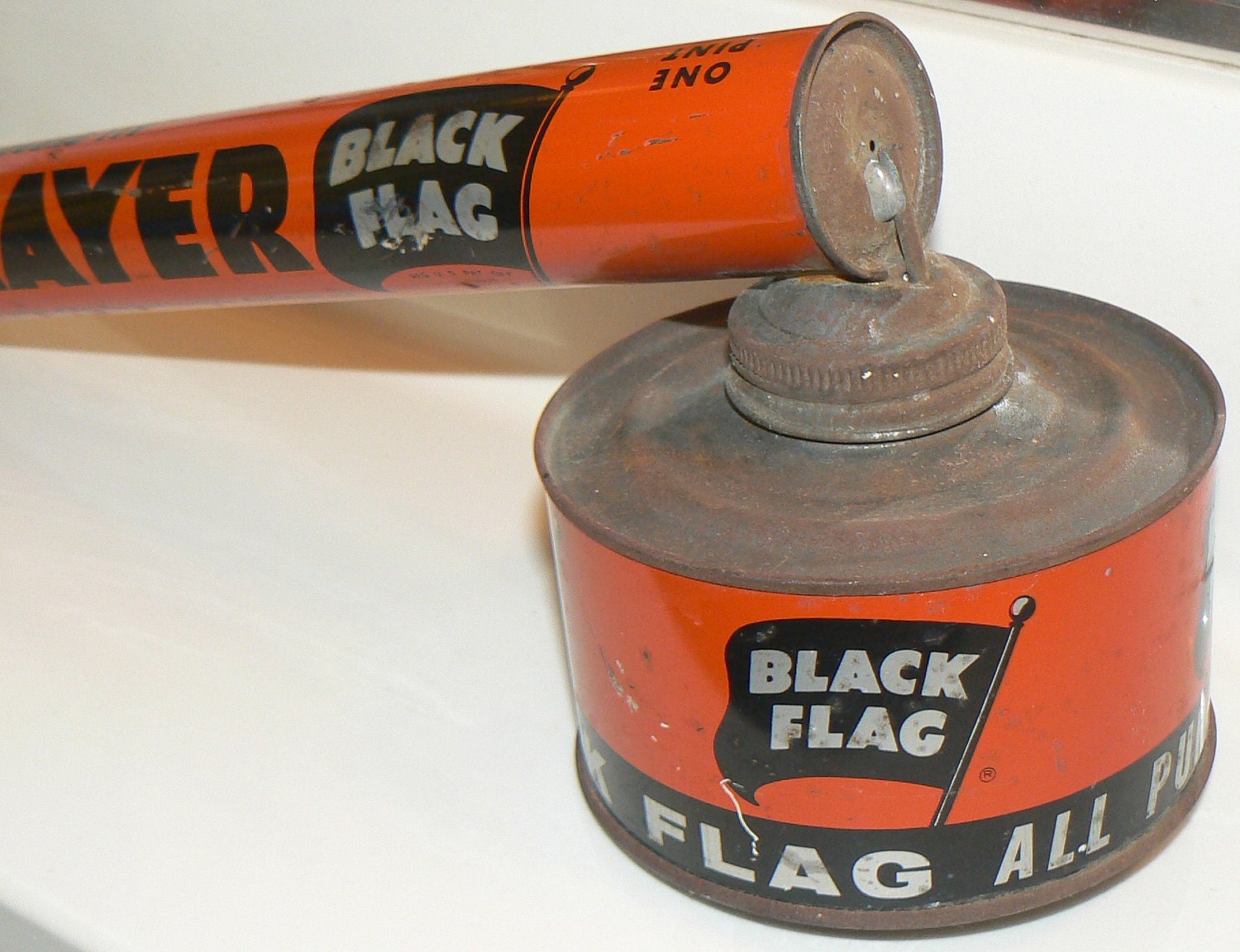 Vintage Black Flag Bug Poison Sprayer Orange and Black Perfect