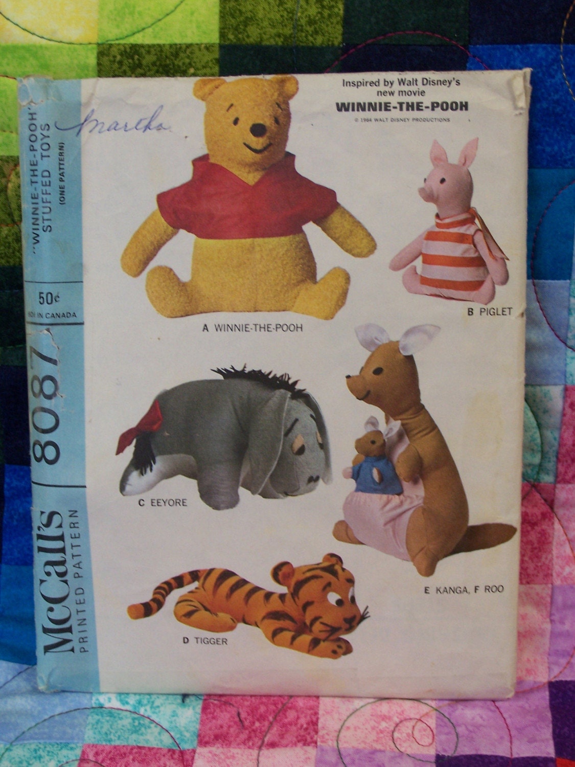 1965 Vintage Sewing Pattern Winnie The Pooh And Friends