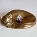 Vintage Brass Cat Jewelry Tray - Business Card Holder