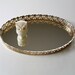Vintage Golden Oval Vanity Mirror Tray