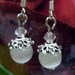 Swarovski Crystals n Crown Cateyes White Earrings Custom made Colours