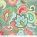 Verona RB Fabric Big Flowers Floral Paisley Leaves Vine Daisy Gray Red Aqua Blue