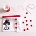 Zip Pouch Change Purse Country Pixie Toadstool house Coin Purse in Black and White