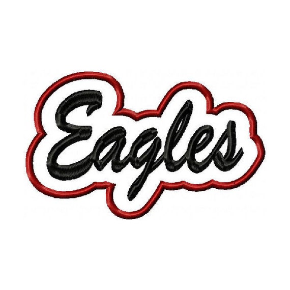 Eagles Script Embroidery Machine Design with a Shadow Applique
