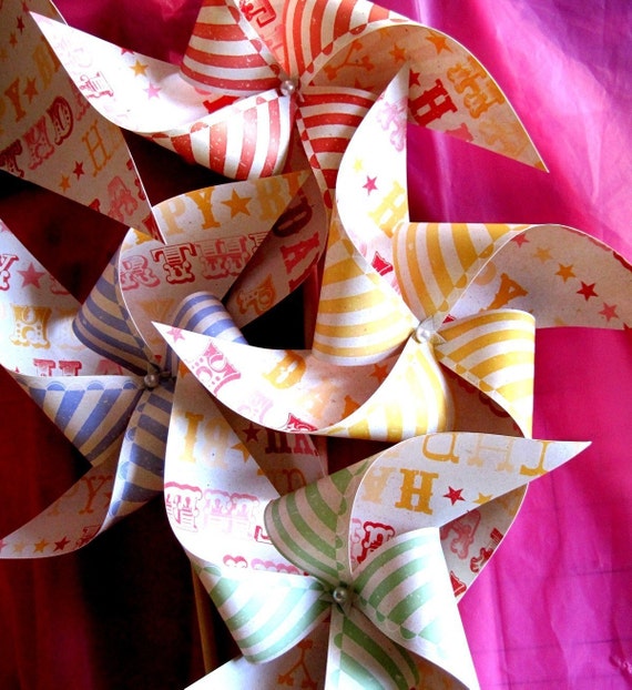 Items Similar To Big Top Vintage Circus Birthday Pinwheel Set By Rule42