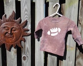 SALE Baby T-Shirt: Brown with Batik Football, Long Sleeves (12 months) Ready to Ship