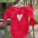 Baby Bodysuit: Red with Batik Heart, Long Sleeves (9 months) Ready to Ship