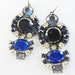 Sensational Earrings vintage 1970 -Oversized, large crystals royal blue and white - Dangle Earrings -Art.880-