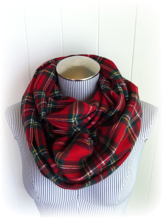 Christmas Scarf Plaid Infinity Scarf Tartan Red and Green