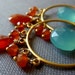 Aqua Blue Chalcedony and Carnelian Chandelier Earrings