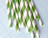 Green Paper Straws - Striped Green and White Straws (25) Il_170x135