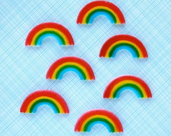 Rainbow Edible Sugar Decorations for Cupcake and Cake Decorating - Rainbow Cupcake Toppers - Rainbow Birthday Party (12)