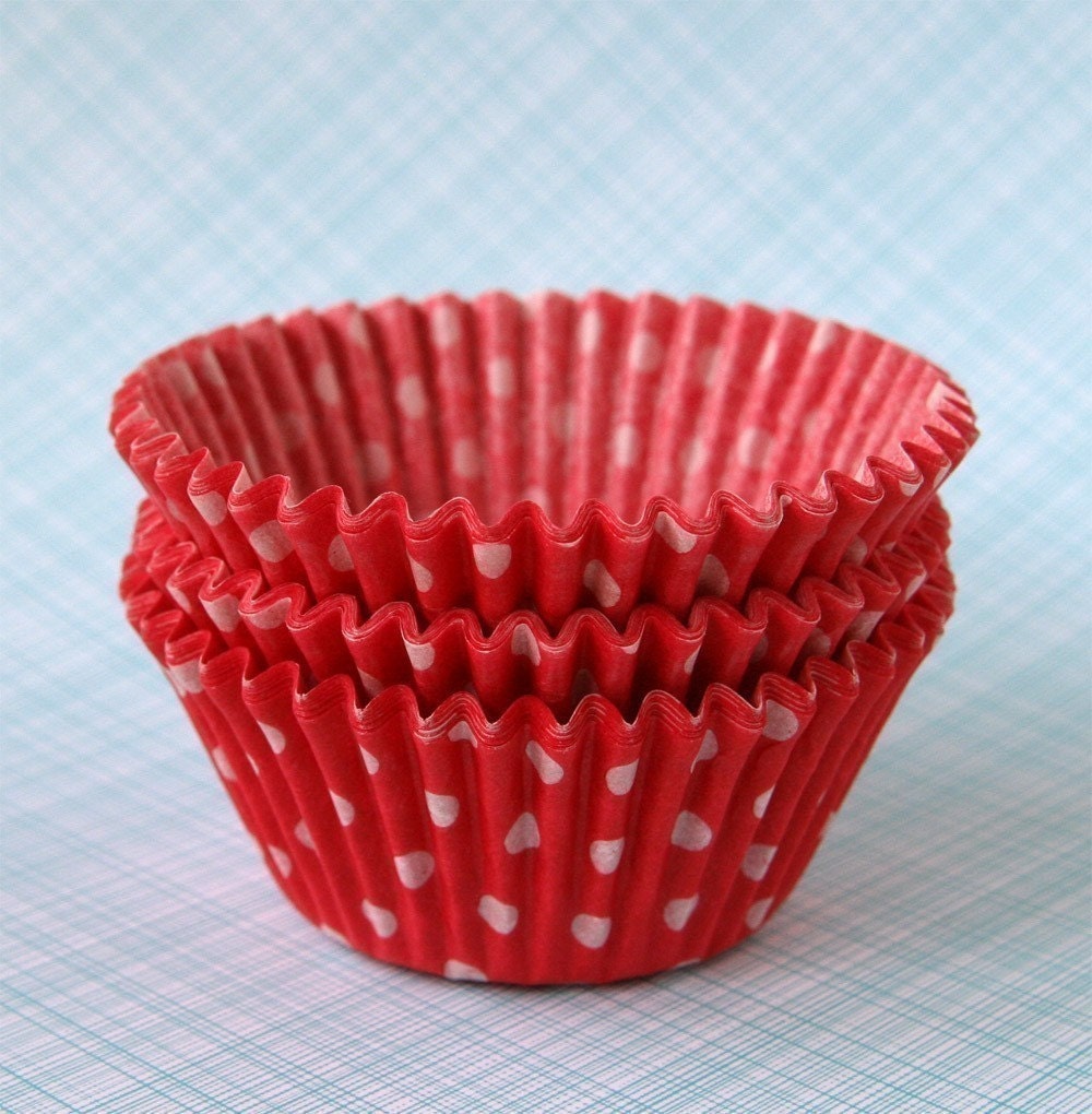 Red Polka Dot Cupcake Liners 50 count Red Dot Baking Cups