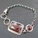 chunky garnet and red moss agate bracelet - sterling silver - hallmark