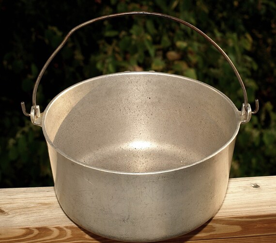 Heavy Vintage Cast Aluminum Cooking or Serving Pot with Long