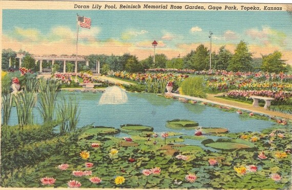 Vintage Poscard Doran Lily Pool Gage Park Topeka by TiggyWiggle