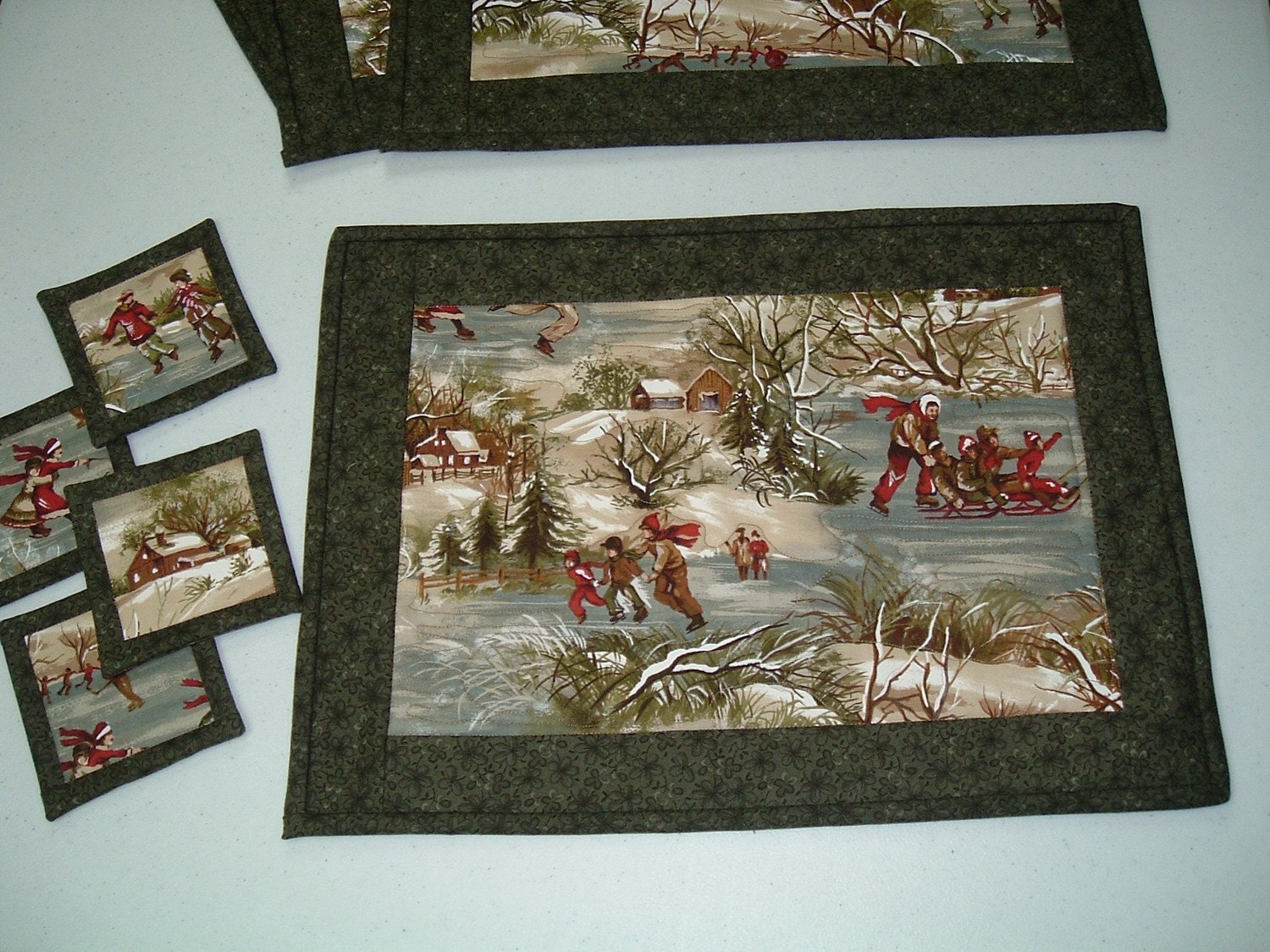 Winter Scene Placemats and Matching Coasters