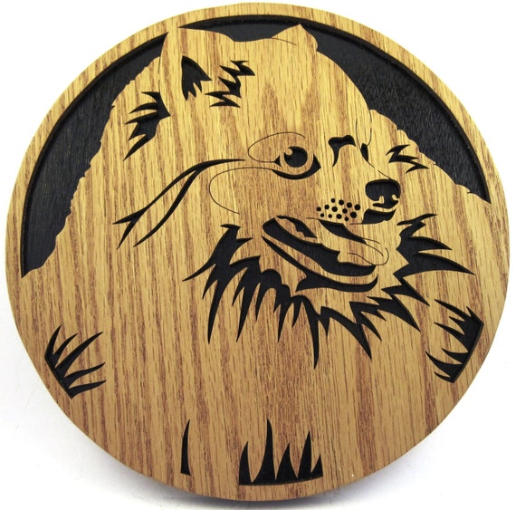 Wall plaque of a Pomeranian dog scroll saw by ScrollSawTreasures