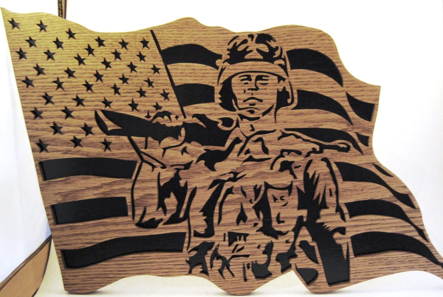 Soldier in a flag scroll saw cut20p