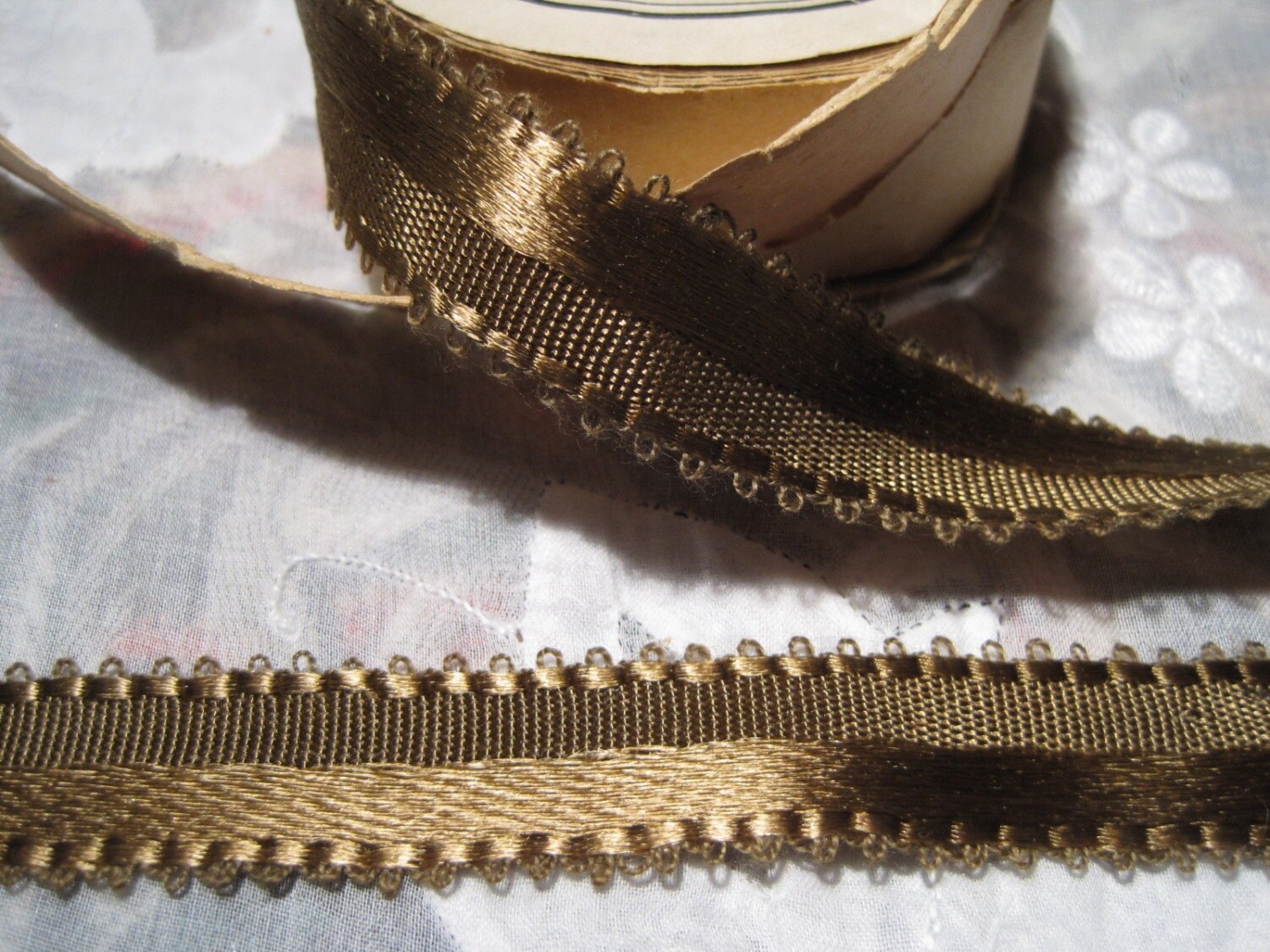Antique ribbon Vintage silk ribbon picot ribbon Edwardian era