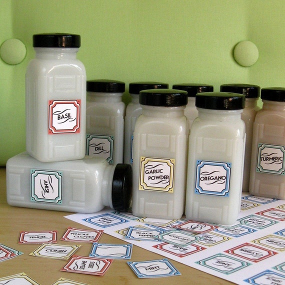 Original Vintage Style SPICE JAR LABELS PRINTABLE PDF 1