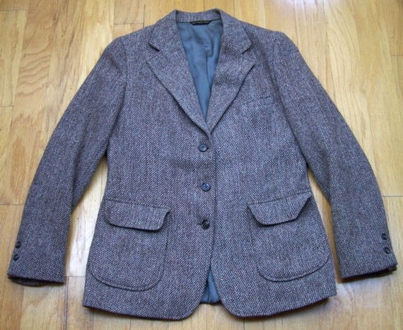 VINTAGE HARRIS TWEED EQUESTRIAN JACKET PROFESSOR BLAZER MEDIUM