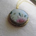 Aqua, green and magenta flower locket, upcycled vintage jewelry by MSV