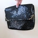 ON SALE: Black sequin evening bag with gold hardware, cross-body cocktail purse, disco fabulous