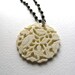 ON SALE: Oversized ivory flower and bird pendant necklace- upcycled vintage jewelry by MSV