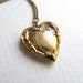 Vintage 1940s etched heart locket on long delicate chain, upcycled vintage piece