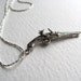 Sterling silver vintage pirate pistol pendant necklace on sparkling silver chain, vintage gun necklace