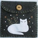 Felt cat purse with button. Sage green