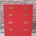 Vintage Highboy Dresser In Lipstick Red