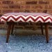 Mid Century Footstool In Rust Chevron
