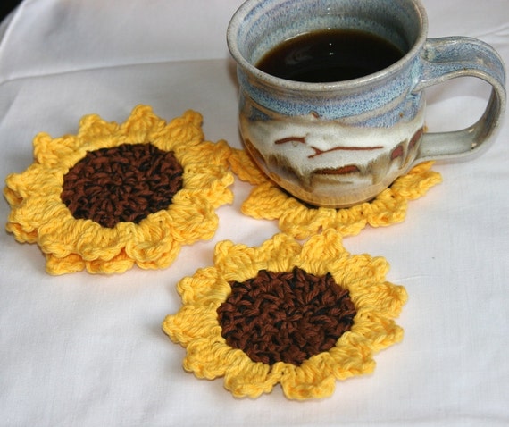 doily crochet 4 coasters doily Crochet 4 mini Sunflower