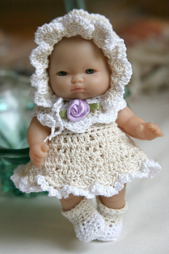 PDF PATTERN Crochet 5 inch Berenguer Baby Doll Dress Scallopes