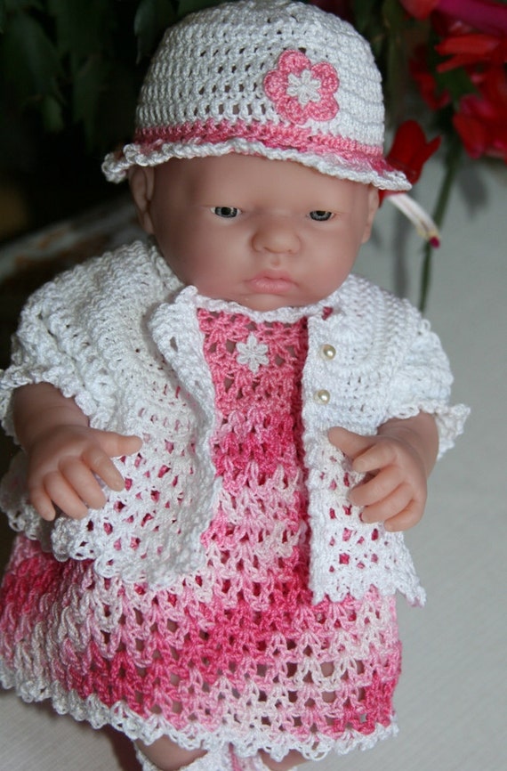 short jacket crochet sleeve pattern Doll Mini inch Dress Newborn La PATTERN Crochet Baby Berenguer PDF 9.5