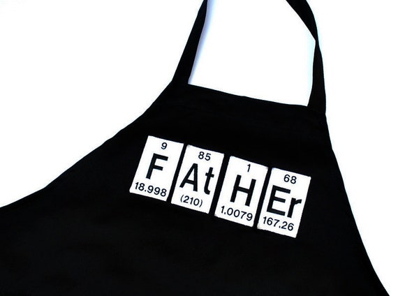 Father Periodic Table Elements Black Men's Grill Apron