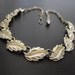 Vintage Leaf Necklace-Gold Necklace-Leaf Link Necklace-Choker Necklace