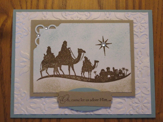 Items similar to Christian Christmas Handmade Card Bethlehem Jesus Lord friend Mom Dad