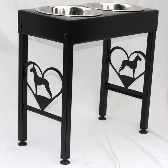 Great Dane Dog Feeder Elevated Raised Metal Art Floor Stand