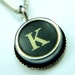 Initial Letter K Vintage Typewriter Key Pendant Necklace Charm - Silver Rim - Other Letters Available GDJ Fashion Jewelry