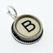 Initial Letter B - Vintage Typewriter Key Pendant Necklace Charm - on Silver Chain - Other Letters Available