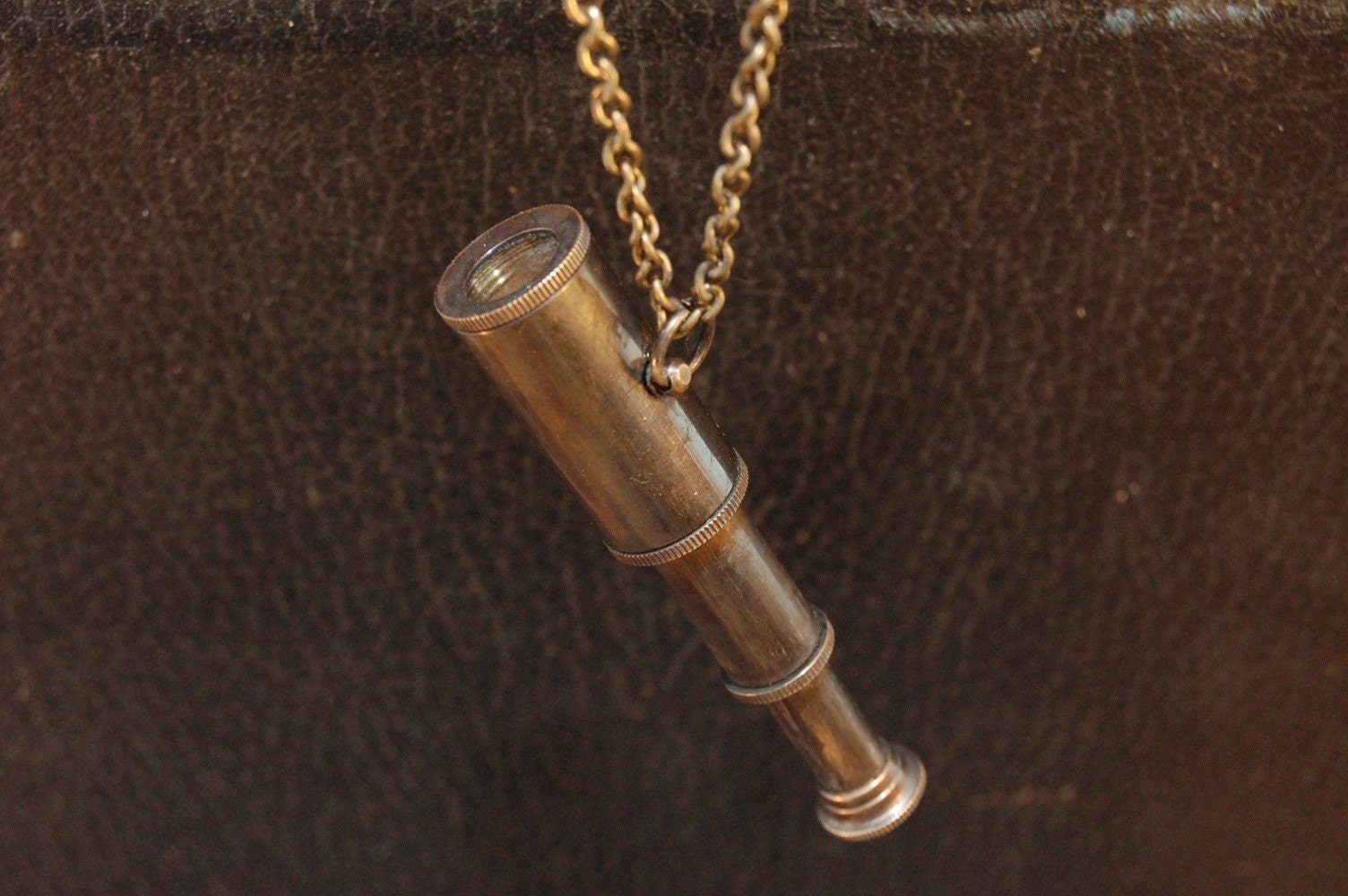 Miniature Spyglass Telescope Pendant Necklace Working
