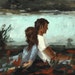 FALLING . giclee digital art print poster of couple in love painting . valentines day gift idea