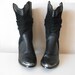 1980s Black Leather and Suede Rocker Boots, Size 7