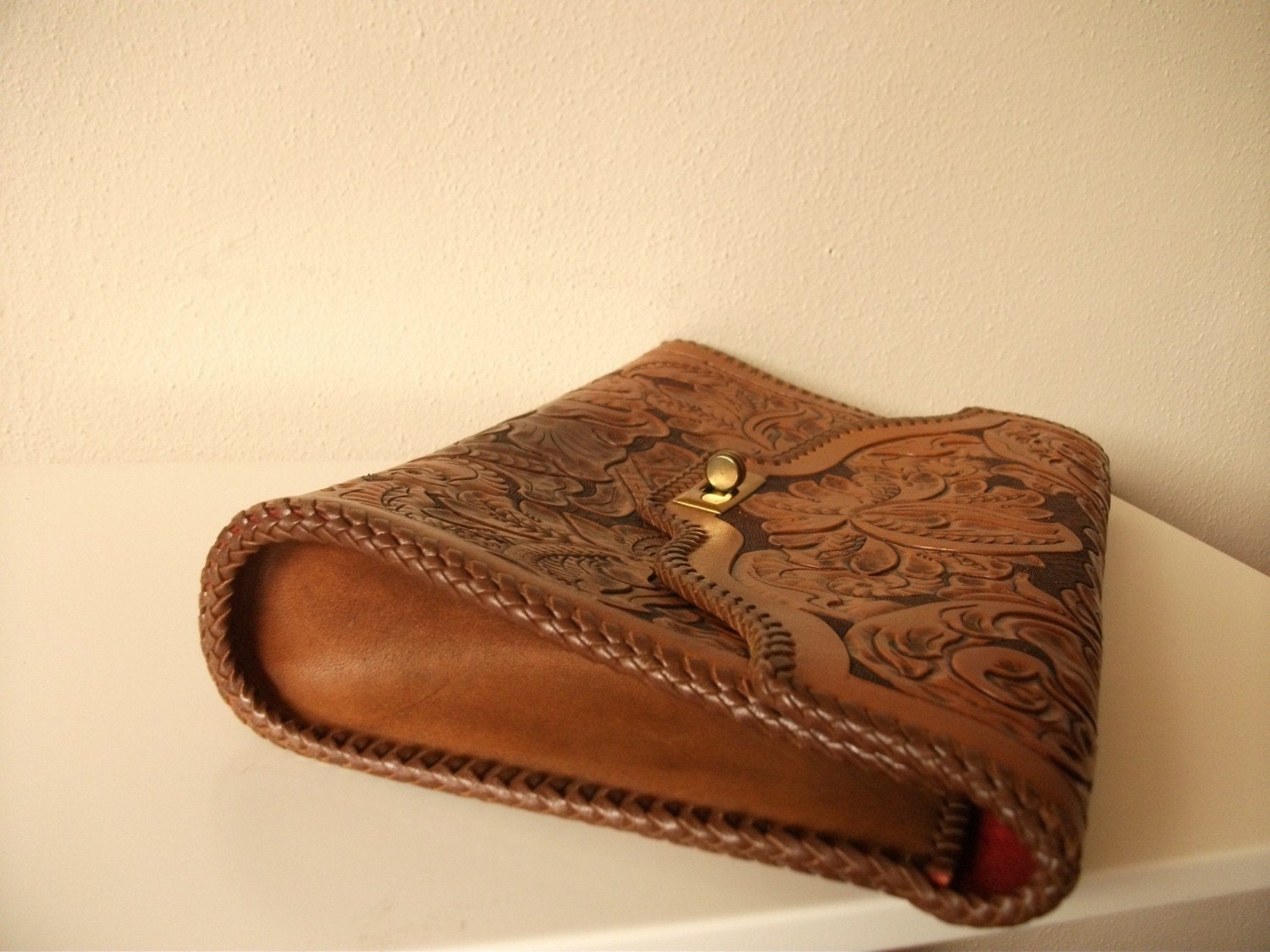 Western Hand Tooled Leather Clutch Portfolio